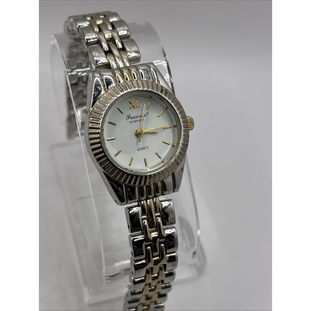 Gruen Precision Women's Watch 24mm Silver Gold Two Tone 7.25" Band- New Battery